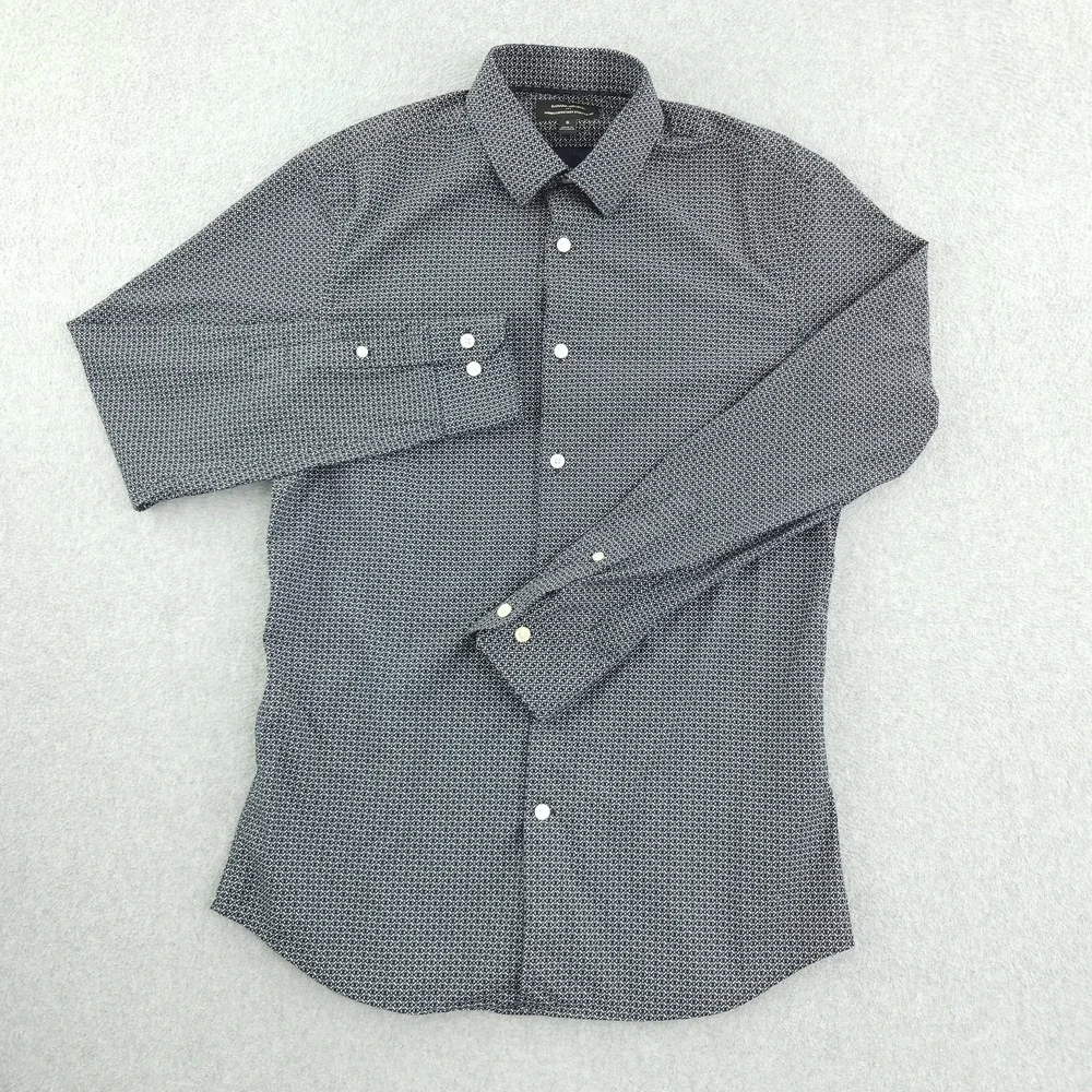 Banana Republic Dress Shirt Mens Small Geometric Athletic Fit Wrinkle Resistant